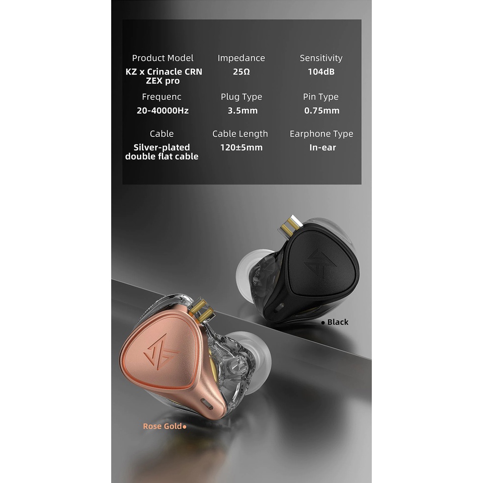 Tai nghe KZ X Crinacle CRN ZEX Pro Tai Nghe Nhét Tai Thể Thao Gaming Tĩnh Điện Công nghe HyBird