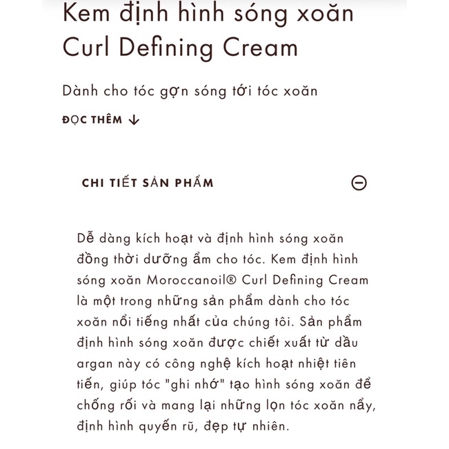 Kem định hình sóng xoăn Moroc curl defining cream 250ml chính hãng tóc xoăn mềm mại không gây bết dính