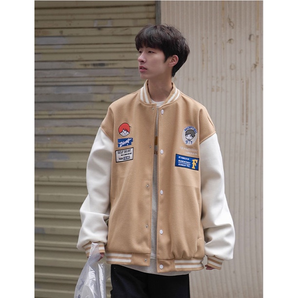 Áo Bomber Fom Nam Nữ Nỉ Phối Tay Họa Tiết Hoạt Hình Cậu Bé 3 Màu Siêu Hot - Dáng Rộng Fom Thụng Hot Trend 2021