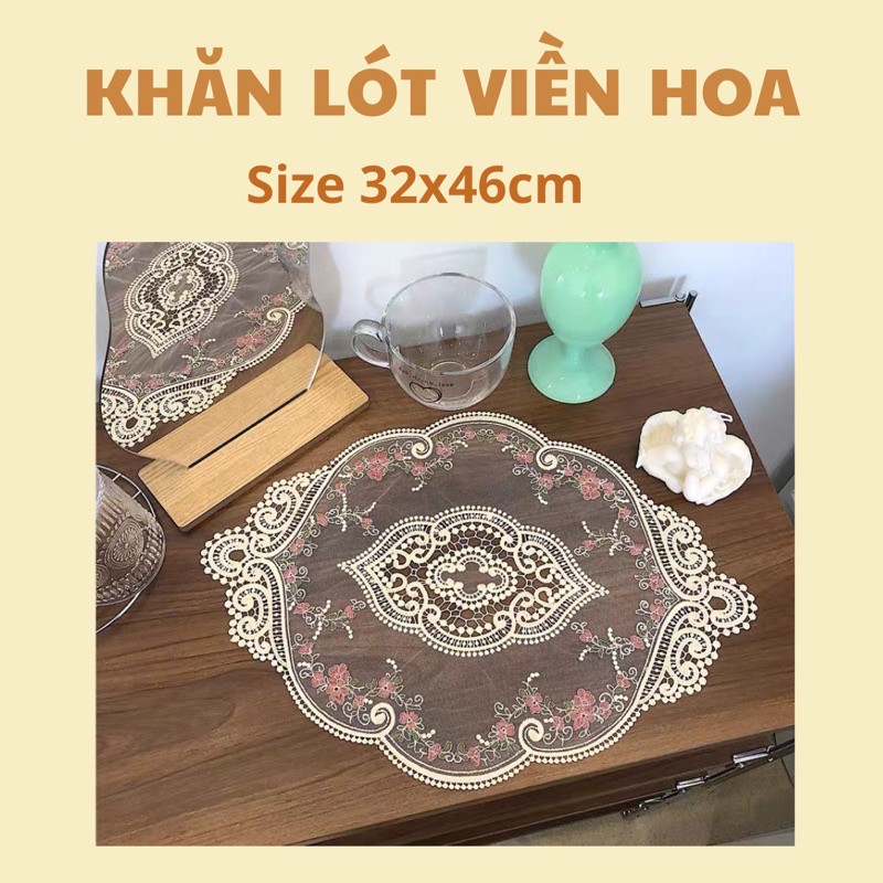 Tấm khăn lót phong cách Châu Âu, khăn lót bàn ren vintage