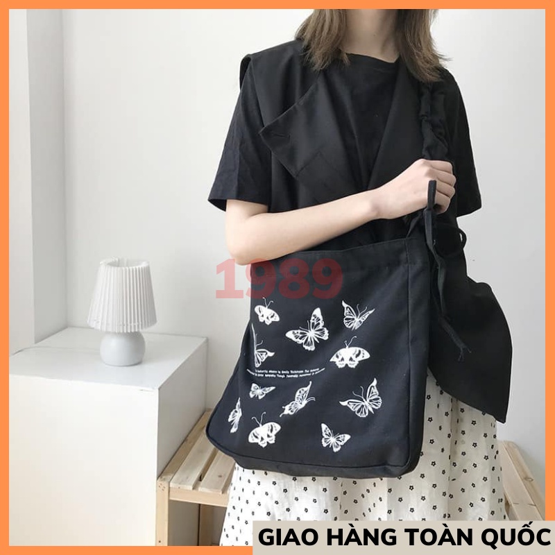 Túi Tote túi Vải canvas Đẹp đi học có khóa miệng đi chơi phong cách ulzzang THỜITRANG1989