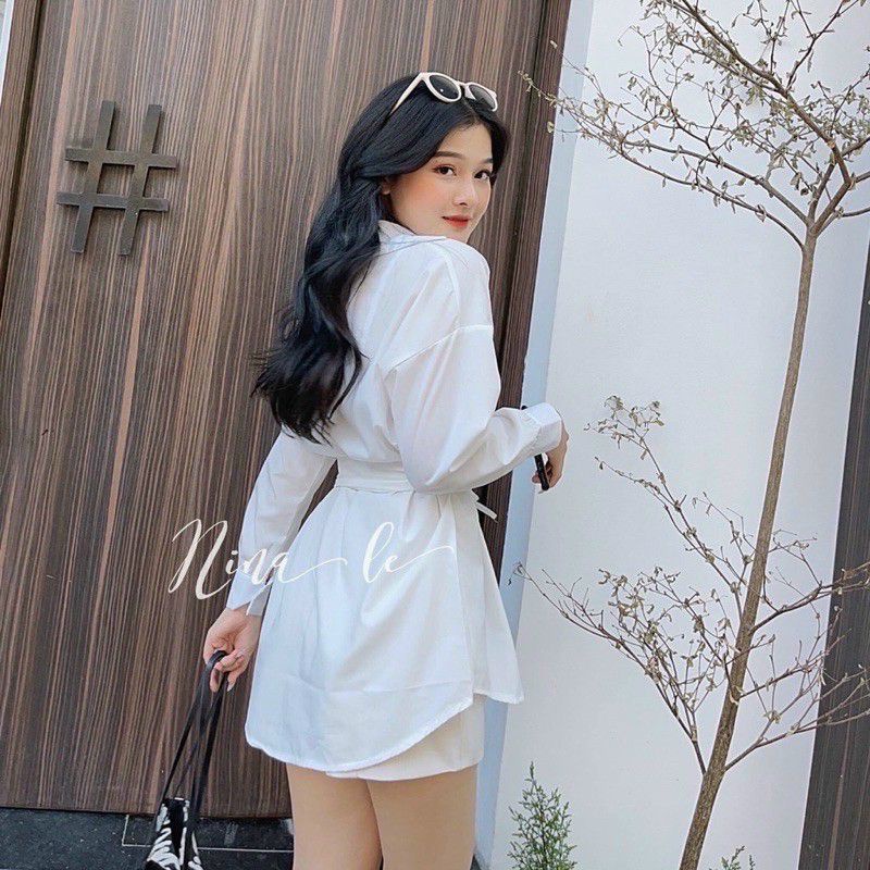 ÁO SƠMI FORM RỘNG TAY DÀI KÈM ĐAI