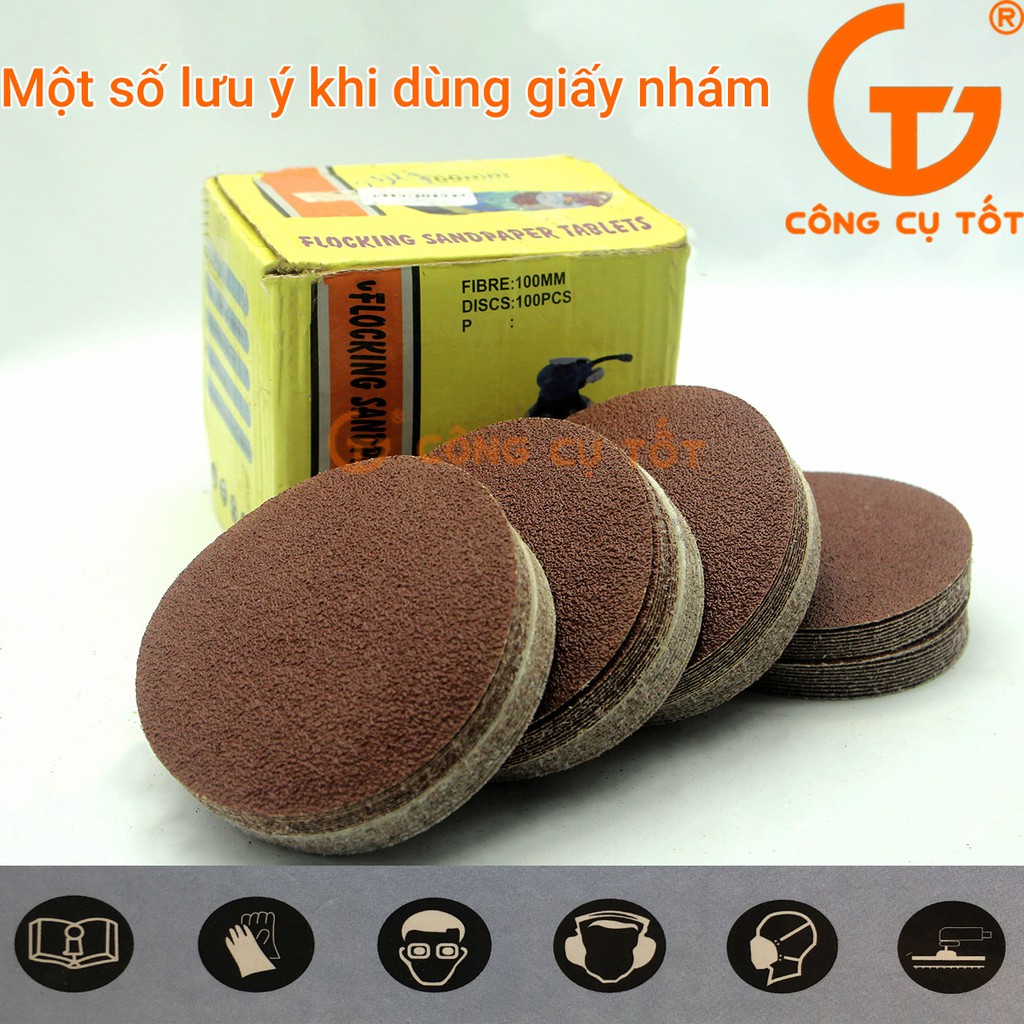 Hộp 100 giấy nhám tròn 100mm chuẩn P40