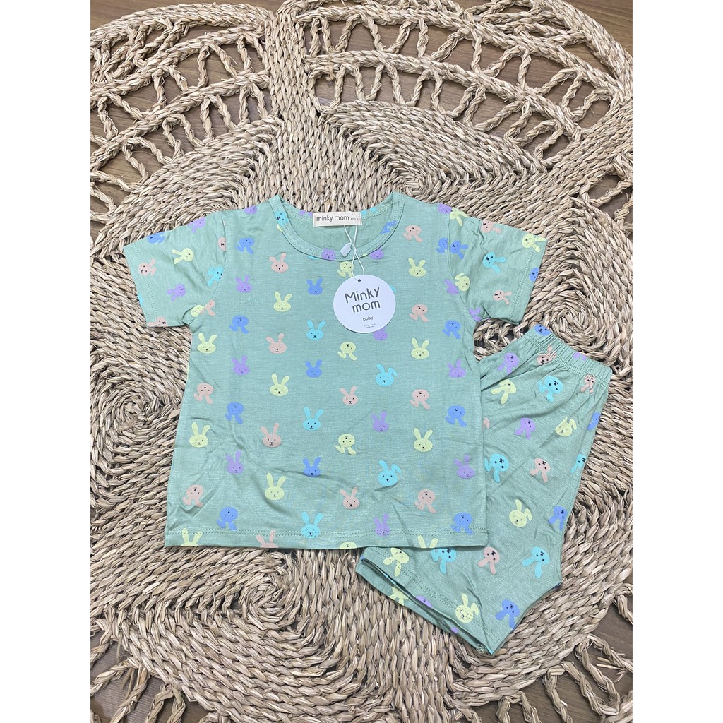 Bộ cộc tay bé thỏ | Bộ quần áo cộc tay Minky Mom chính hãng thun lạnh họa tiết bé thỏ siêu cute | Size 6-20kg