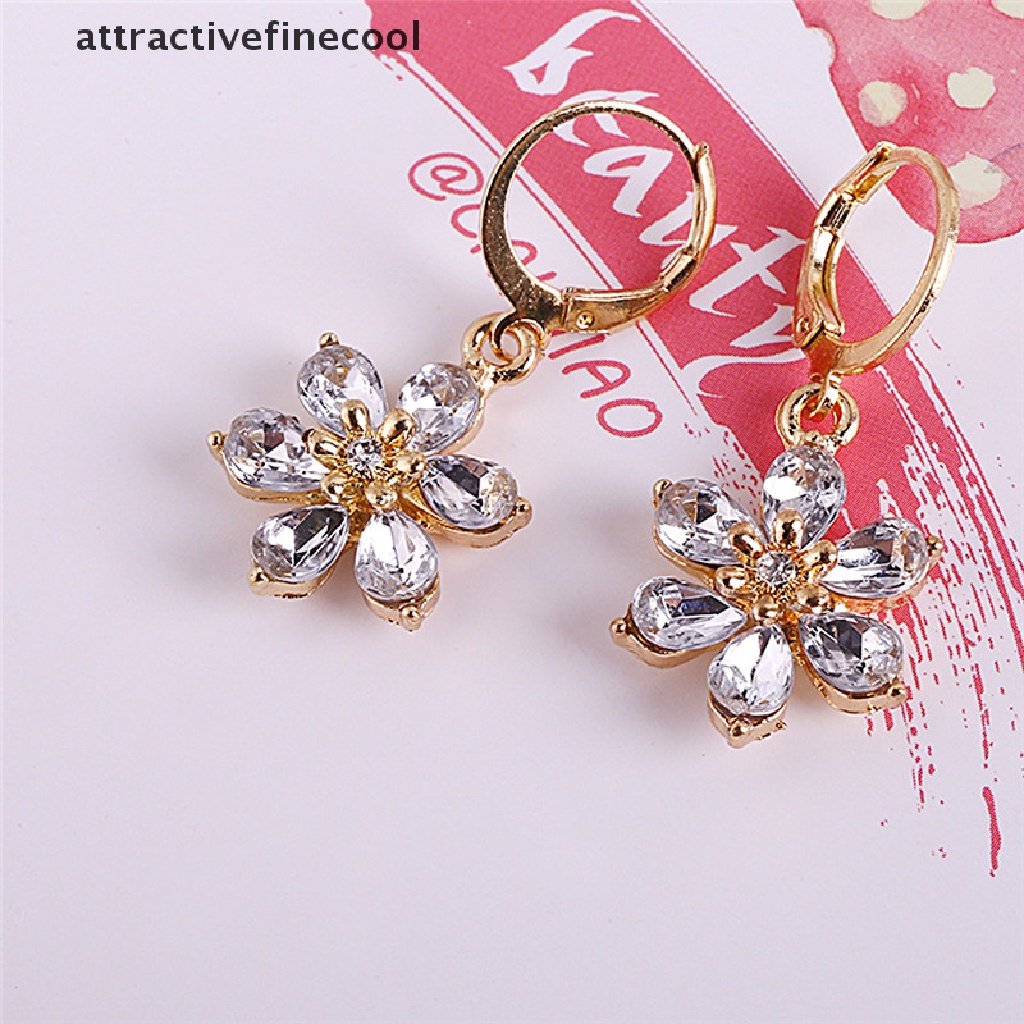 Bộ Vòng cổ + Bông Tai Mạ Vàng Hình Hoa Đính Đá Thời Trang Cho Nữ
