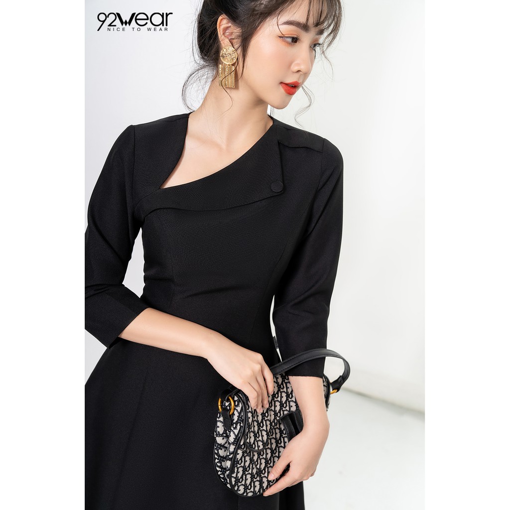 Đầm xòe công sở dáng dài cổ lệch DEW0597 - 92WEAR | BigBuy360 - bigbuy360.vn