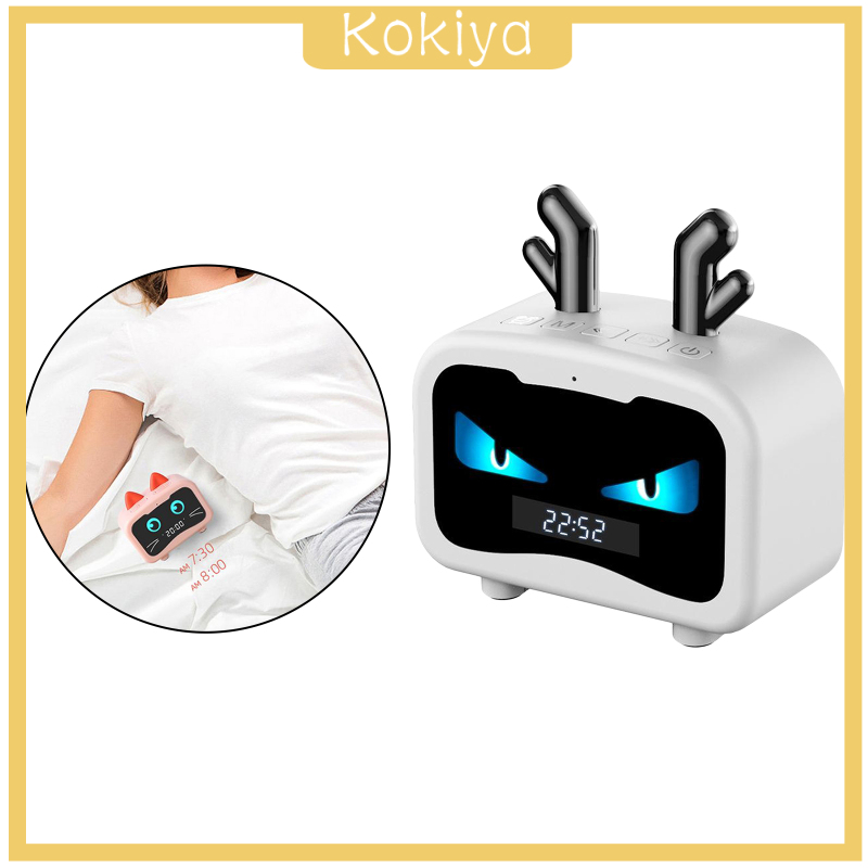 [KOKIYA]Wireless Bluetooth Speaker Alarm Clock Digital FM Radio HD Call for Home White