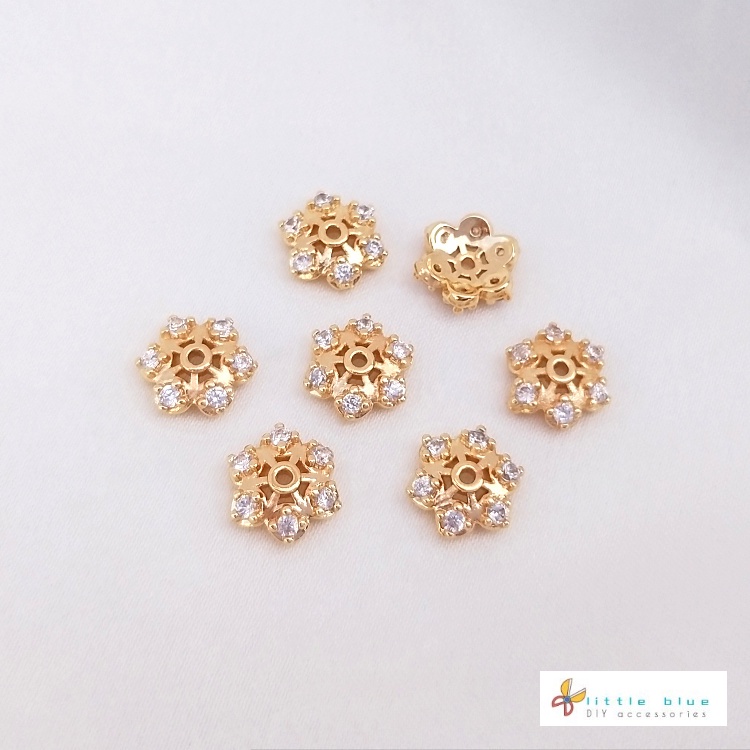 Hạt Xỏ Vòng Tay Hình Hoa Tuyết zircon Bằng Đồng 14K Màu Sắc Tùy Chọn DIY