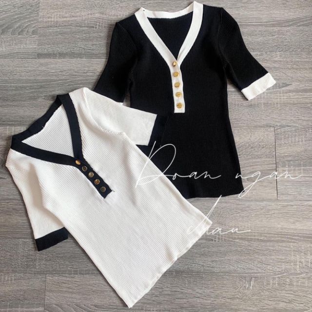 Áo len motoghi khuy viền hàng QC