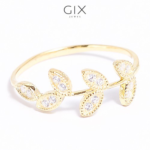 Nhẫn bạc nữ cao cấp mạ vàng chiếc lá Gix Jewel SPGN49