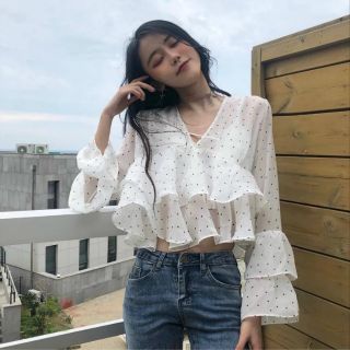 Áo voan chấm bị 2 lớp bèo