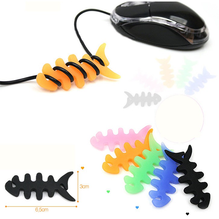 Dụng Cụ Quấn Dây Cáp Sạc, Tai Nghe Hình Xương Cá Sáng Tạo - Màu Ngẫu Nhiên