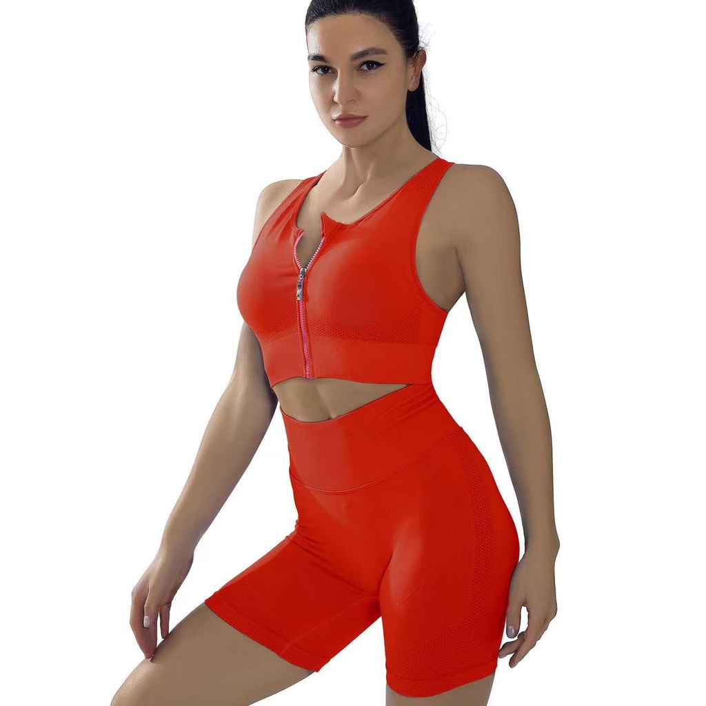 Set bộ đùi thể thao tập gym yoga nữ dệt kim cao cấp áo bra kèm mút quần đùi cạp cao chun mông Bin Sport BN059