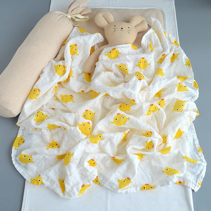 Khăn tắm xô sợi tre Muslin Swaddle kích thước 110cm x 120cm- Khăn quấn sợi tre cho bé sơ sinh