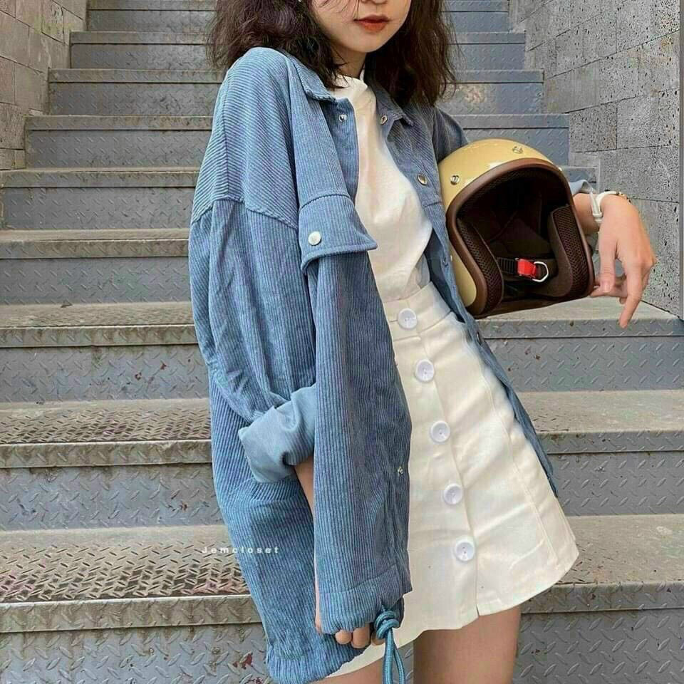 ÁO KHOÁC KAKI NHUNG NỮ FORM RỘNG CỰC HÓT
