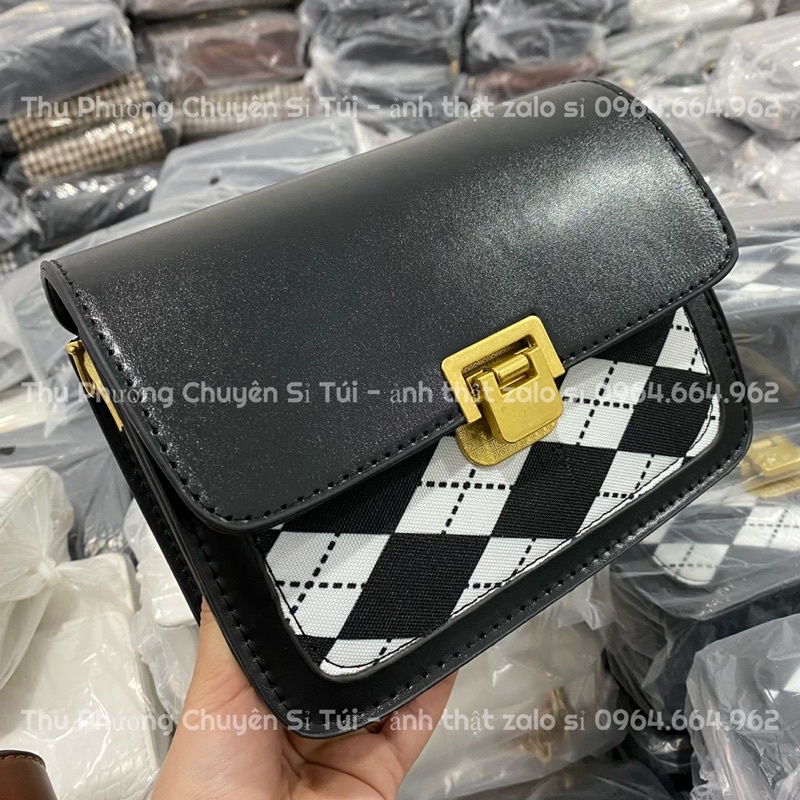 Túi Đeo Chéo Nữ, Túi Đeo Vai Hoạ Tiết Trần Ô Chất Da Bóng Mịn Phong Cách Hàn Quốc Siêu Xinh (ảnh thật shop chụp)