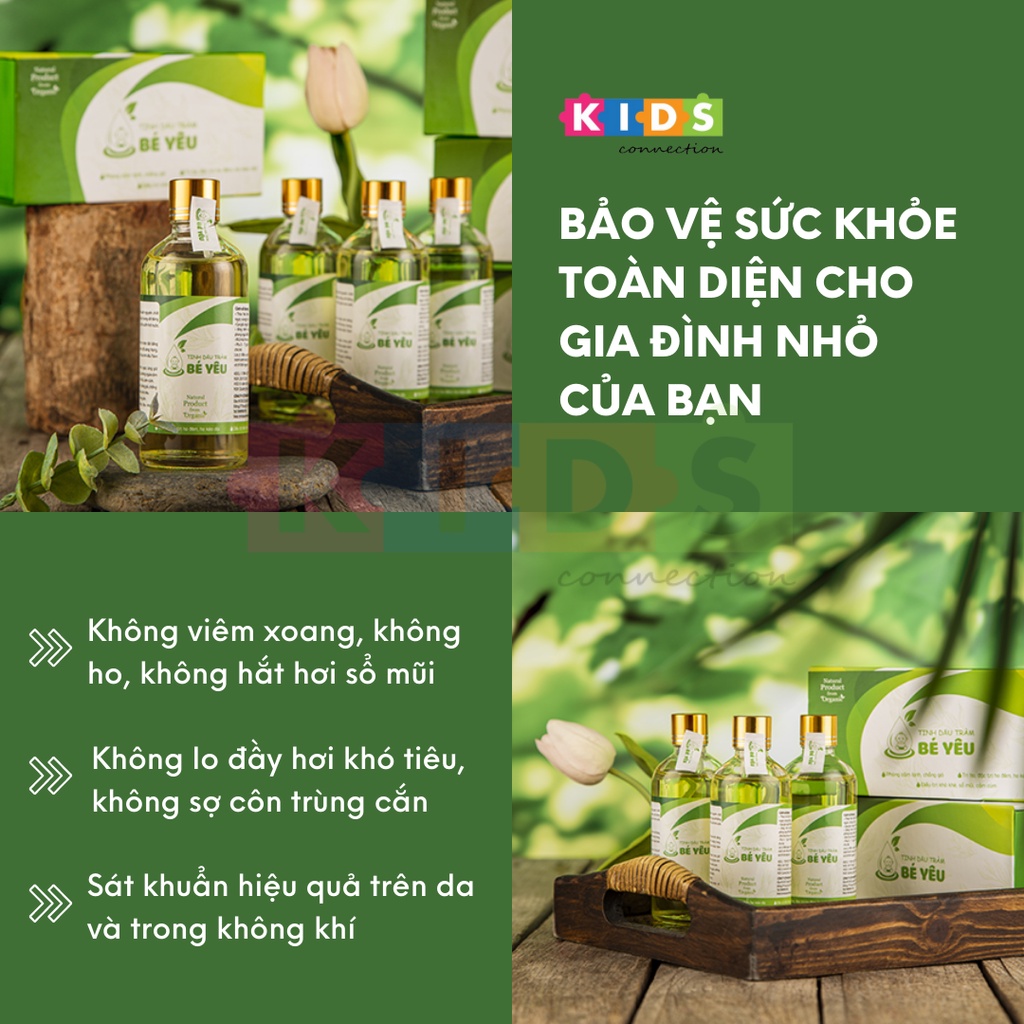 Tinh dầu tràm bé yêu nguyên chất 100ml giữ ấm, phòng ngừa cảm lạnh, xông phòng hiệu quả