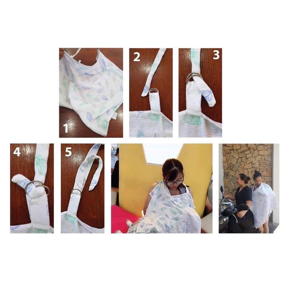 KHĂN CHE BÚ MamaRu | Khăn Choàng Cho Bé Bú