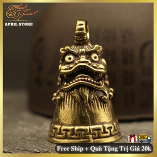 ️🏆️🏆️Vật Phẩm Phong Thủy(GT1A) -  Móc Khóa - Mặt Dây Chuyền Bằng Đồng Thau Nguyên Chất - Chuông Đầu Kỳ Lân