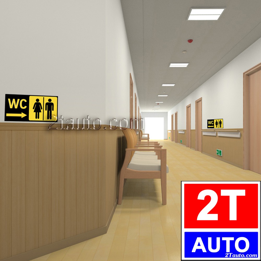 LOGO STICKER TEM DÁN BIỂN CHỈ DẪN HƯỚNG ĐI NHÀ VỆ SINH- HƯỚNG ĐI WC- CHỈ DẪN TOA LÉT TOILET SIGN VĂN PHÒNG CÔNG TY NHÀ R