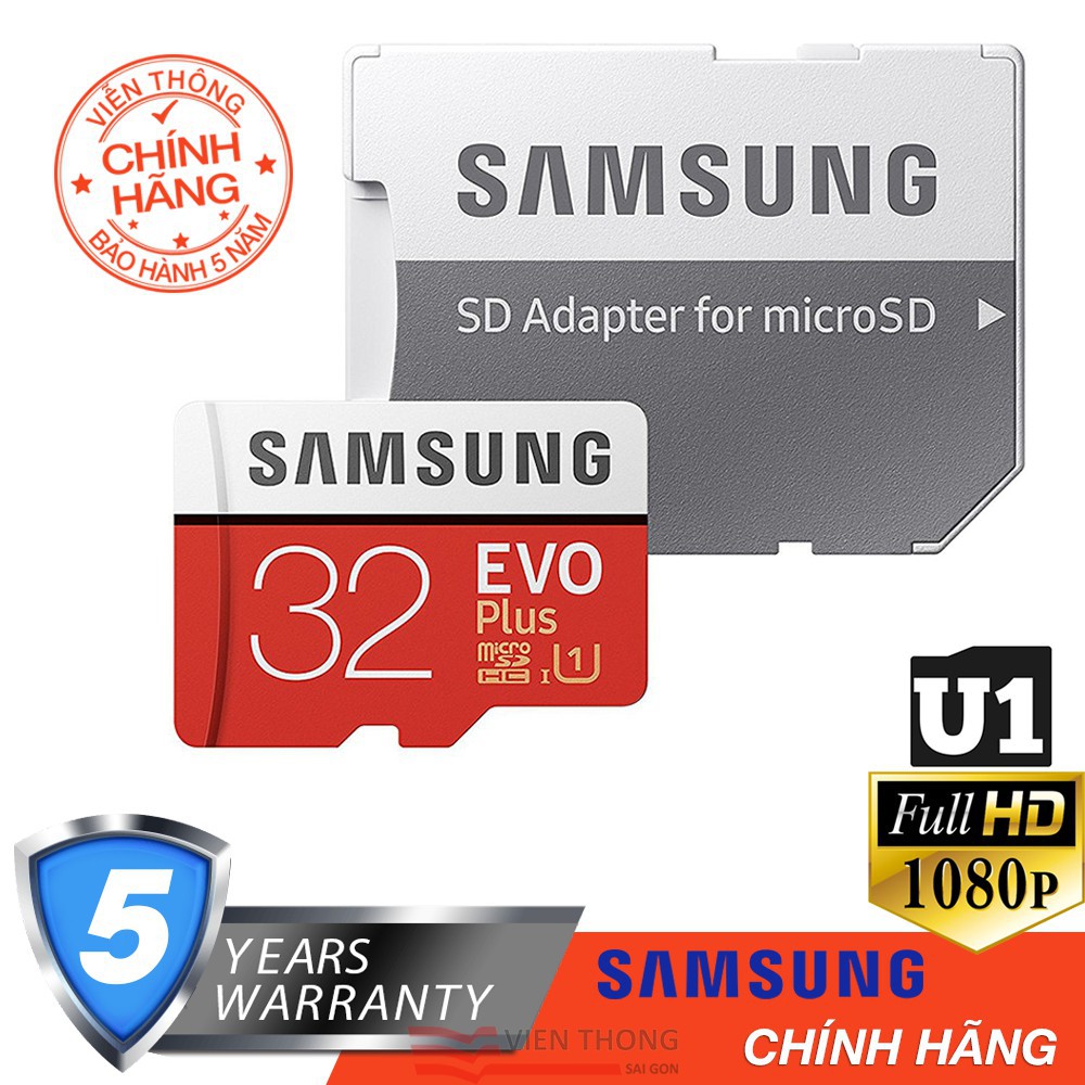 Thẻ nhớ 32GB Micro SD Samsung Evo Plus 95MB/s U1 Class 10 (Kèm Adapter) - Hãng phân phối thức