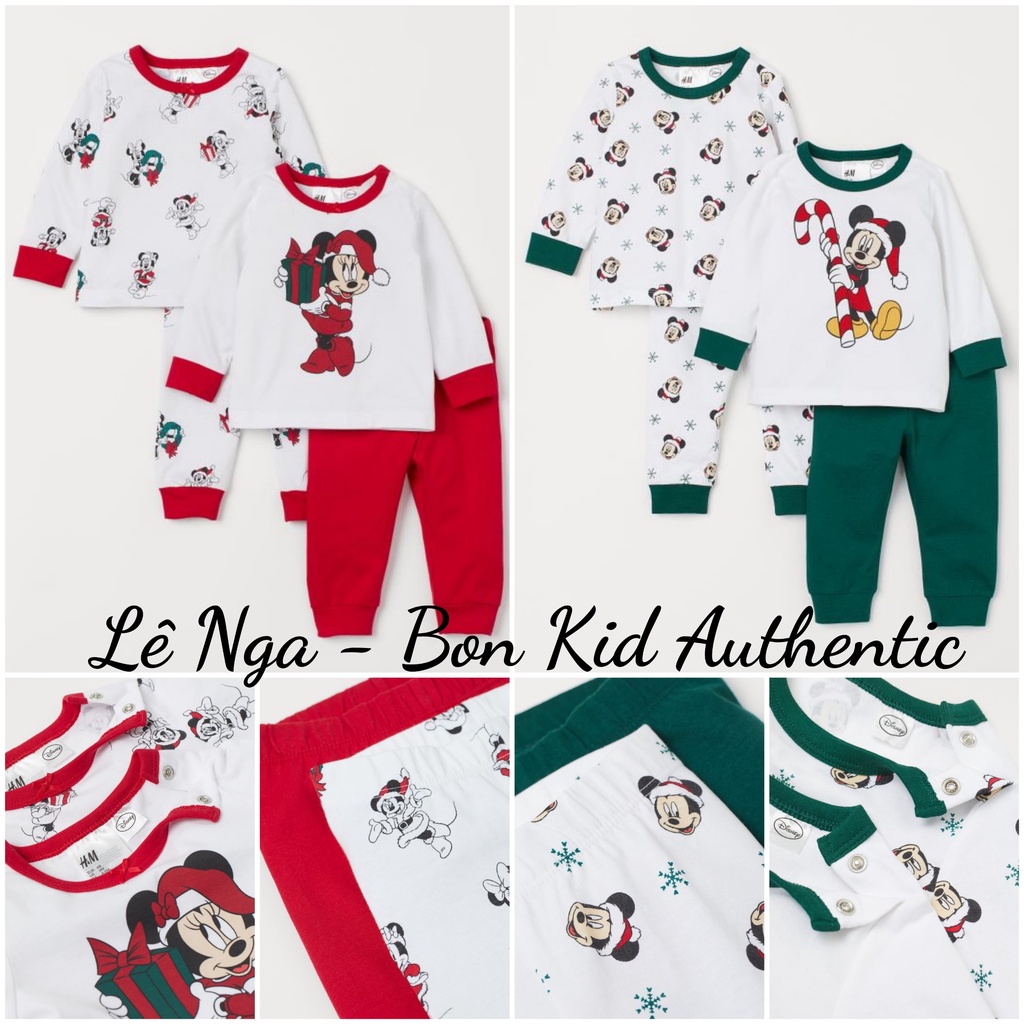 Set 2 bộ Cotton MINNIE/ MICKEY săn sale HM UK  sz 4-6, 6-9, 9-12, 2-3