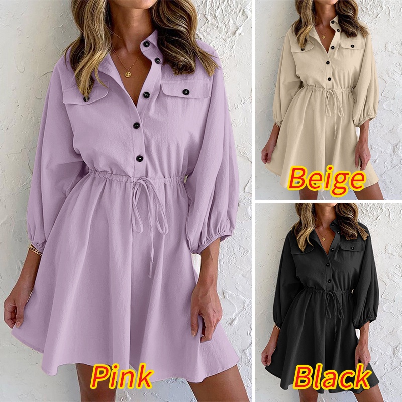 Đầm ZANZEA dáng chữ A tay phồng thời trang Châu Âu dành cho nữ