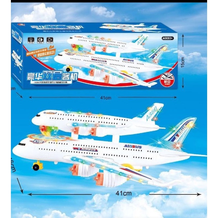 Máy bay airbus A380 gồm 2 tầng có đèn và âm thanh loại to