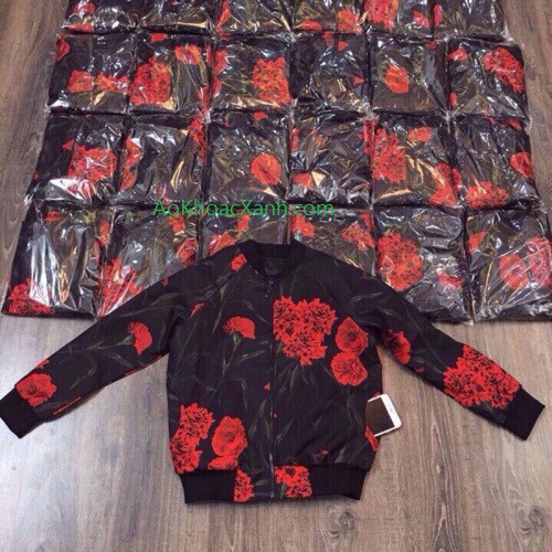 ÁO KHOÁC BOMBER HOA HỒNG