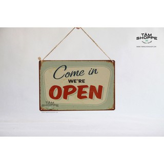Bảng treo cửa OPEN bằng thiếc Vintage TTTM
