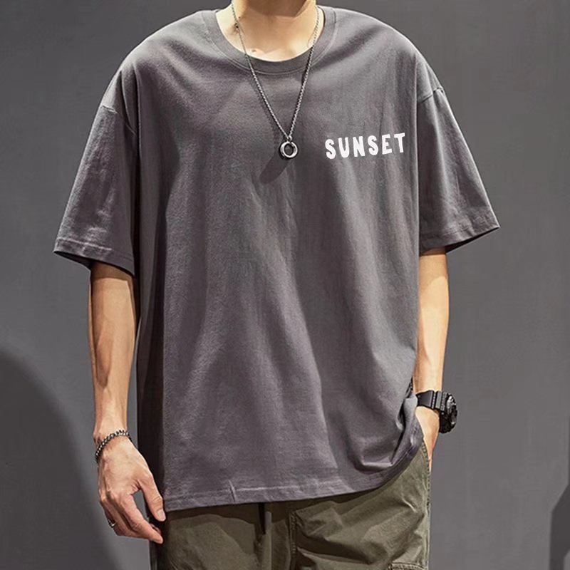 Áo Thun Tay Ngắn Cổ Tròn In Chữ Size M-5XL Phong Cách Hàn Quốc Thời Trang Cho Nam