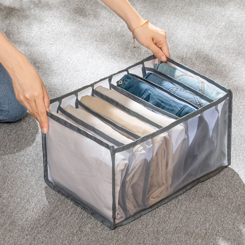 Hộp vải lưới chia ngăn đựng quần áo, phụ kiện gấp gọn
