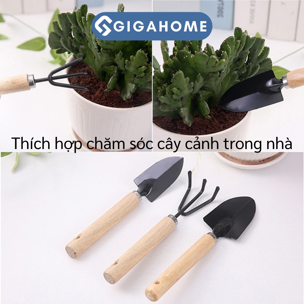 Bộ 3 Cuốc, Xẻng Mini Trồng Cây Cảnh GIGAHOME Chăm Sóc Bonsai, Xương Rồng 8497