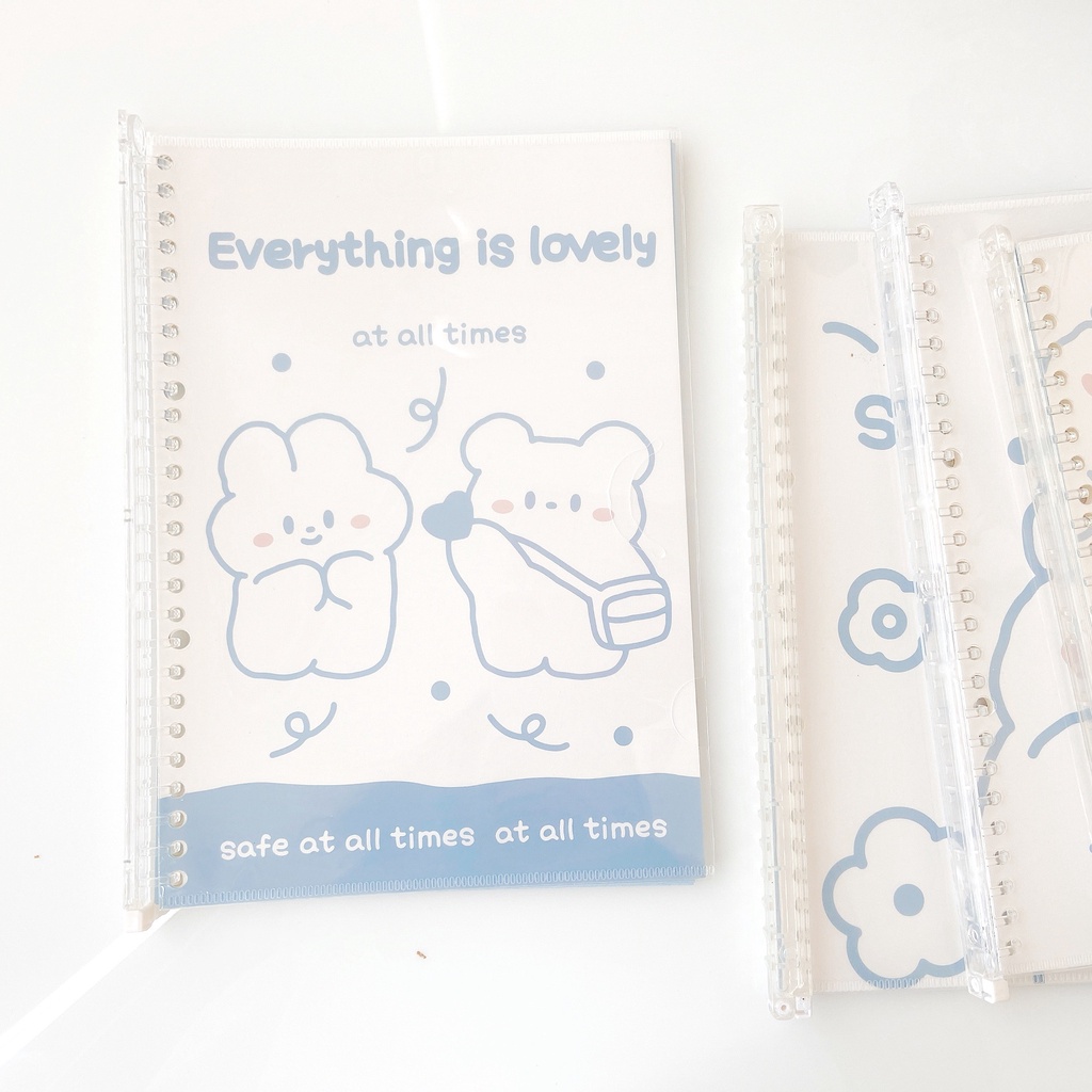 SỔ CÒNG BINDER SIZE B5 26 LỖ CÒNG TRONG SUỐT CÓ NGĂN ĐỰNG DỄ THƯƠNG NHIỀU MÀU CÓ THỂ THÊM GIẤY BULLET JOURNAL