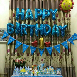 Trang Trí Sinh Nhật Cho Bé Combo Bóng chữ Happy Birthday+Set Để Bàn+1 Bóng số tuổi (Tặng kèm bơm+băng keo)