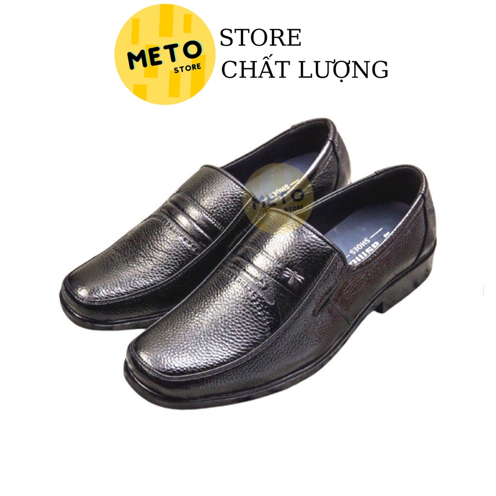 Giầy da trung niên cao cấp Da bò thật đế cao su khâu viền