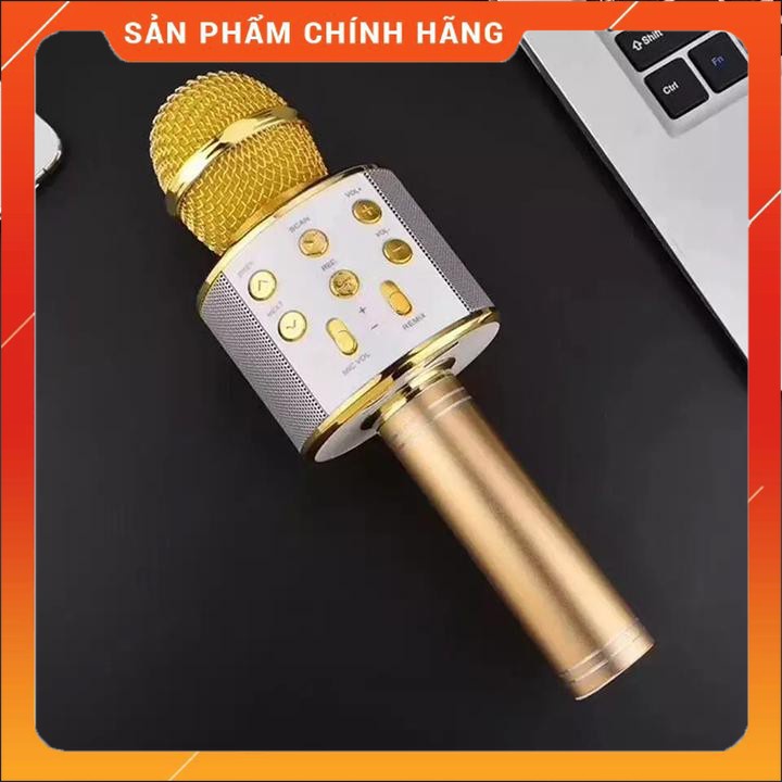 Micro Hát Karaoke kiêm loa Bluetooth Không Dây WS 858 Âm vang |PKTrungBinh