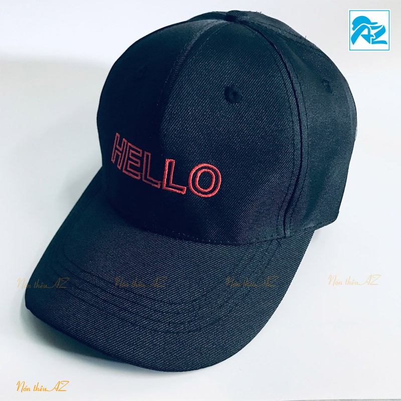 Nón kết Nam Nữ màu đen thêu logo Hello thời trang - Mũ lưỡi trai MT440