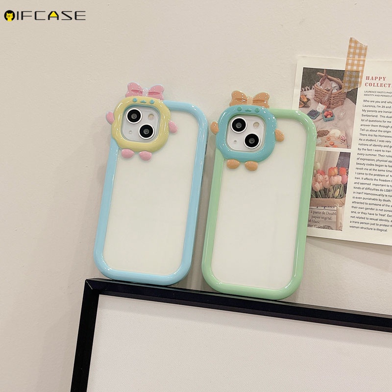 Ốp Điện Thoại Mềm Trong Suốt Chống Sốc Phối Nơ Đơn Giản Dành Cho iPhone 13 12 11 Pro Max