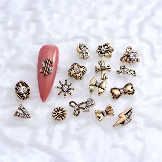 Charm nơ,charm màu vàng đồng gắn trang trí móng tay chọn lẻ cái