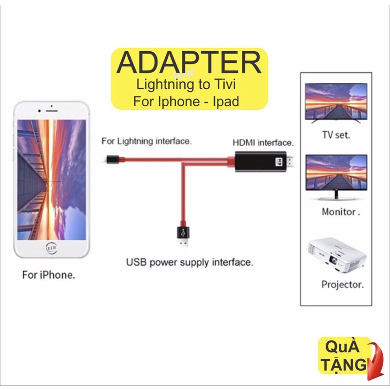 Cáp Hdmi Từ Đt Iphone, ipad Lên Tivi bảo hành 6 tháng