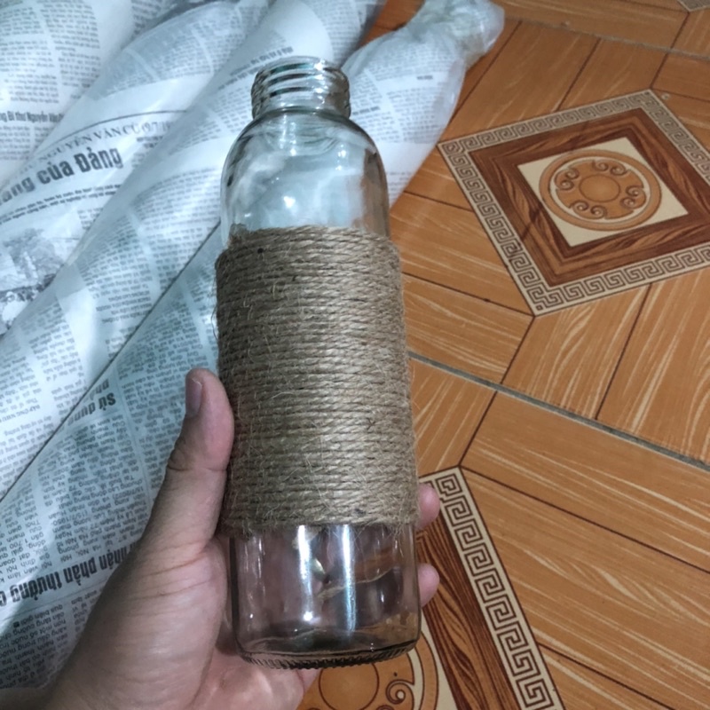 Lọ thuỷ tinh trang trí dây thừng,bình hoa cắm hoa decor trang trí quấn dây gai phong cách vintage
