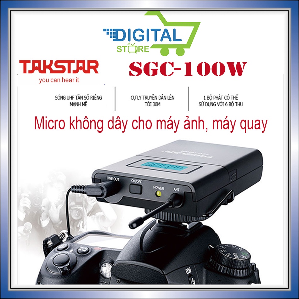 Micro gắn máy quay ghi hình Takstar SGC-100W. Mic không dây cho máy ảnh [ Chính Hãng ]