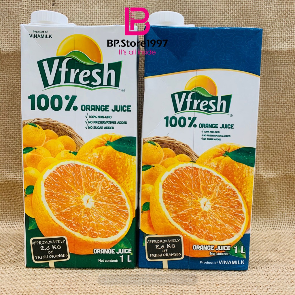 Nước cam ép VFresh Vinamilk nguyên chất 100%, hộp 1 lít, hàng dành riêng trên máy bay