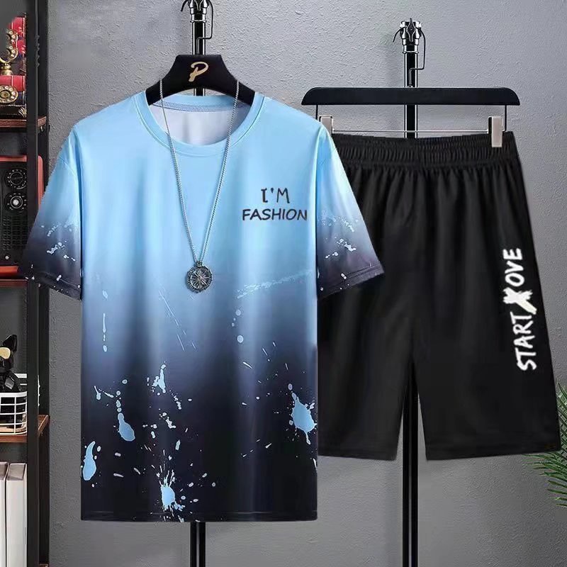 Set Đồ Thể Thao Ngắn Tay Màu Sắc Gradient Thời Trang Mùa Hè Dành Cho Nam