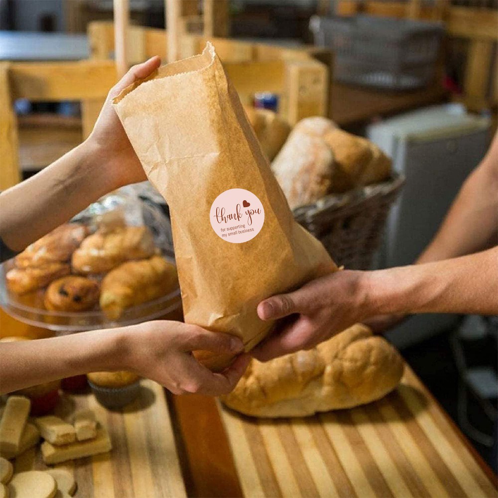 CUỘN TEM DÁN STICKER CARD HỒNG CAM ĐÀO THANK YOU, NIÊM PHONG QUẦN ÁO, PHỤ KIỆN, HÀNG ĐÓNG GÓI, DECOR, TRANG TRÍ VINTAGE