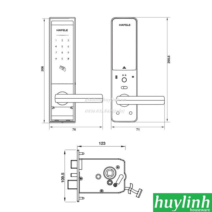 Khóa điện tử Hafele EL8000-TC - 912.05.359 - Hàn quốc