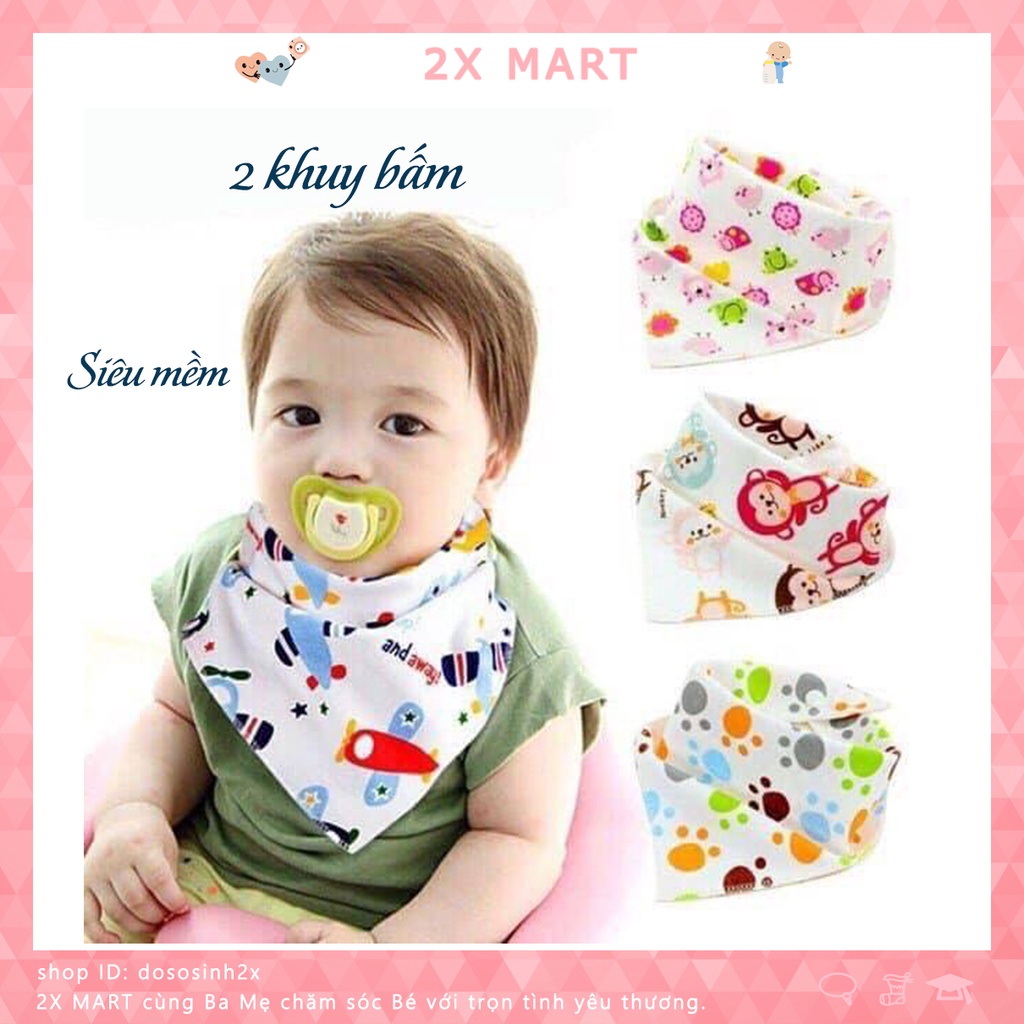 1 Yếm Tam Giác Quàng Cổ Cài Nút Cho Bé Sơ Sinh đến 4 tuổi Dùng Giữ Ấm Cổ, Uống Sữa, Ăn Dặm