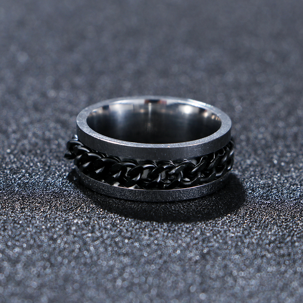 Nhẫn thép titan đính đá thời trang mihan1