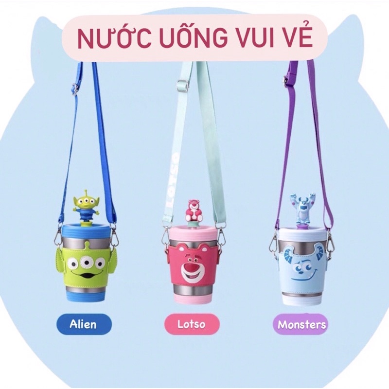 Bình nước giữ nhiệt kèm bao da 400ml Miniso